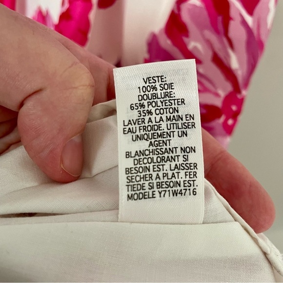 Vintage Guess Y2K Silk Babydoll Sundress Pink Floral Fit and Flare Size Small - Picture 11 of 12